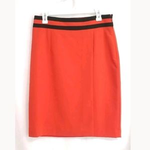 Women Worthington Orange Pencil Skirt with Black Stripes and Side Zipper Size 10